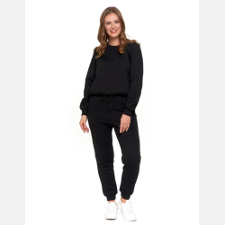 KLASYCZNA damska BLUZA OCIEPLANA z kieszeniami CZARNA MORAJ